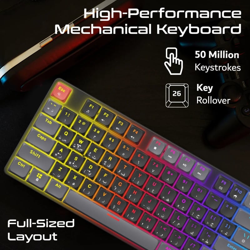 Vertux StealthKey Full-Size Mechanical Gaming Keyboard Wired Red Switch - 2