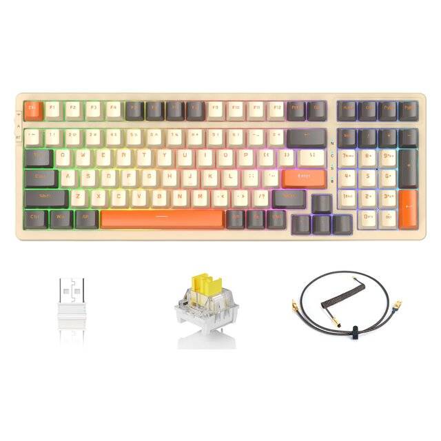 كيبورد Attack Shark K98 فول سايز ميكانيكي دو مود RGB أصفر - 3