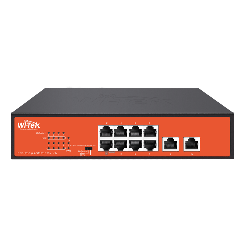 Wi-Tek WI-PS210G(V4) 8-Port PoE Switch with 2 Gigabit Uplinks 120W - 2