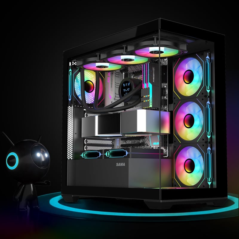 كيس SAMA SV01 Mid-Tower ATX أسود زجاج مقسى - 9