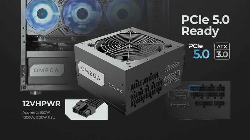 GALAX OMEGA GLX850 850W 80+ Gold Full Modular PCIe 5.0 Power Supply - 4