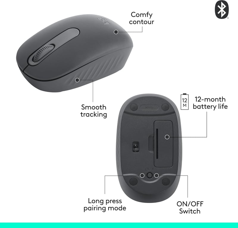 ماوس Logitech M196 1000 DPI لاسلكي رمادي - 17