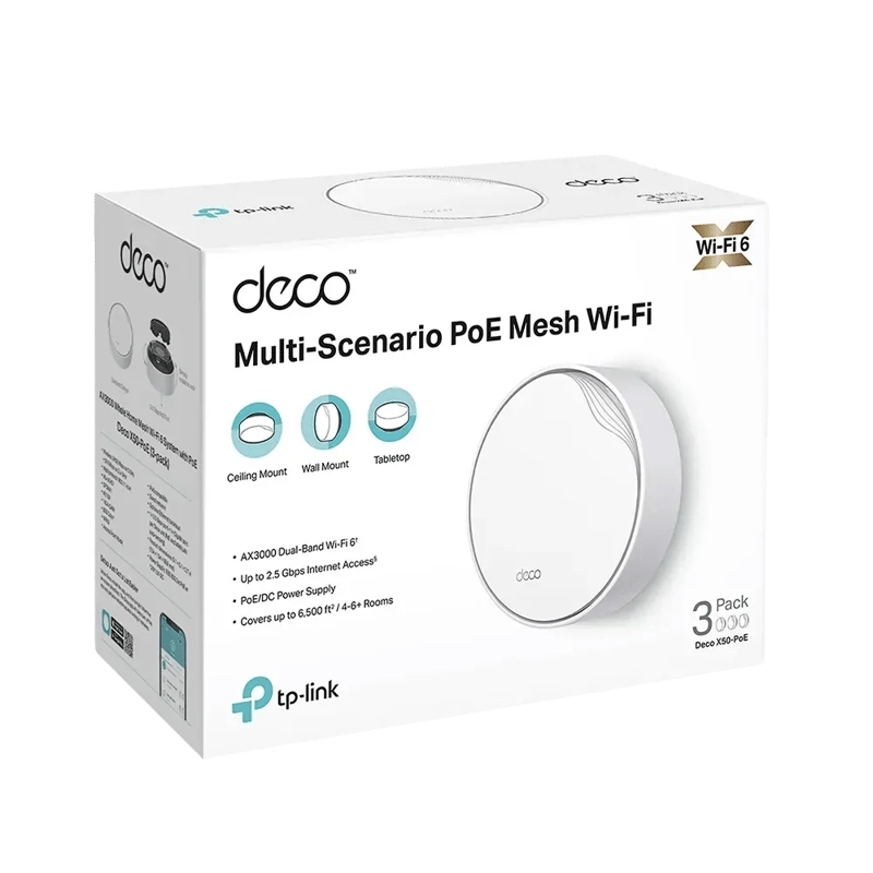 TP-Link Deco X50-PoE AX3000 3-Pack WiFi 6 Dual-Band Mesh System - 2