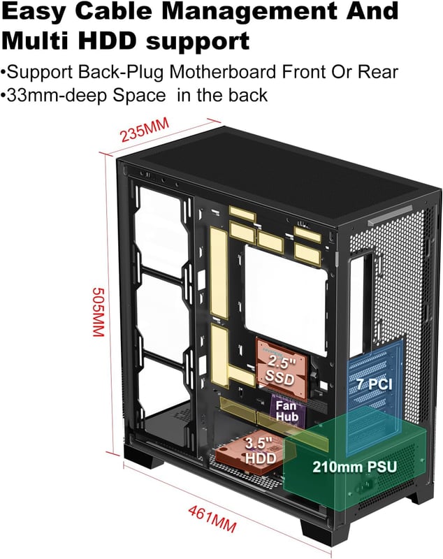 SAMA NEVIEW 4503 Mid-Tower ATX Case Dual Tempered Glass - 2