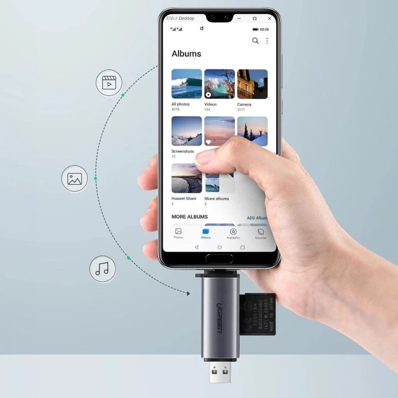 محول USB Ugreen CM185 USB 3.2 من USB-C إلى USB-A رمادي - 2