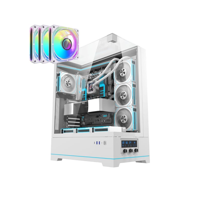 DarkFlash DY450L Pro Mid-Tower ATX Case White Tempered Glass - 9