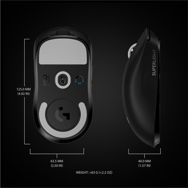 ماوس Logitech G PRO X SUPERLIGHT 2 32000 DPI لاسلكي 60g أسود - 25