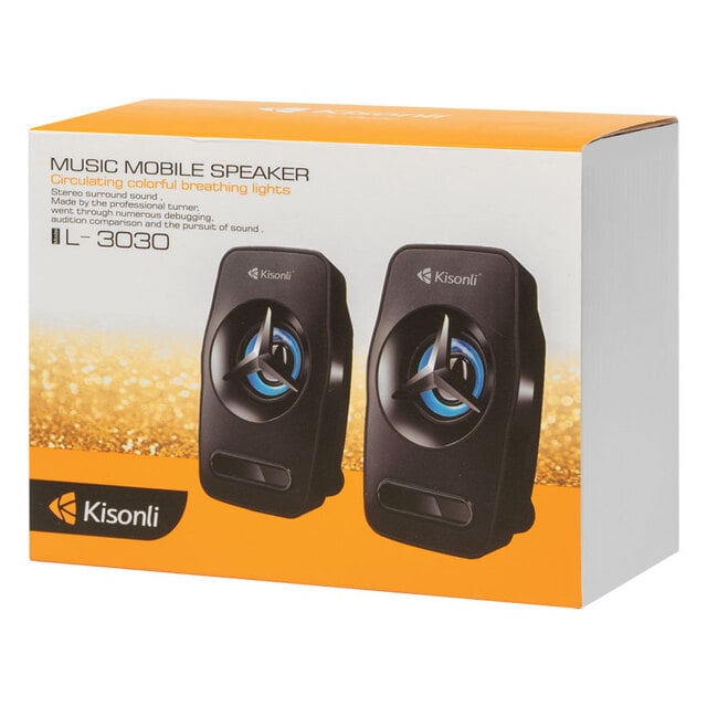 Kisonli L-3030 3W USB Multimedia Speakers - 3