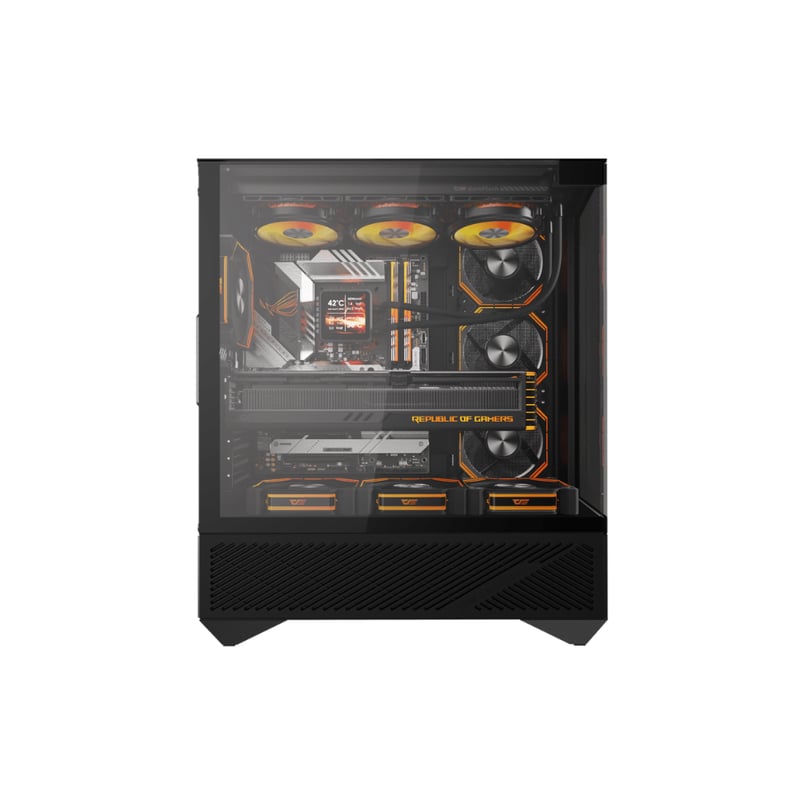 darkFlash DY460 Black Dual-Chamber Mid-Tower ATX PC Case (Included 4 ARGB Fans / 3-Sided Panoramic Tempered Glass / Back-Connect Motherboard Support / USB-C 10Gbps) - 6