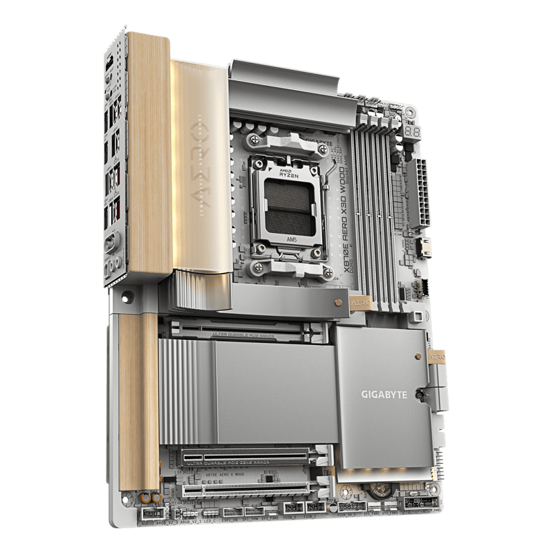 لوحة أم جيجابايت أيرو GIGABYTE X870E AERO X3D WOOD بلمسات خشبية بمقبس AM5 ودعم ذاكرة DDR5 بحجم ATX - 4