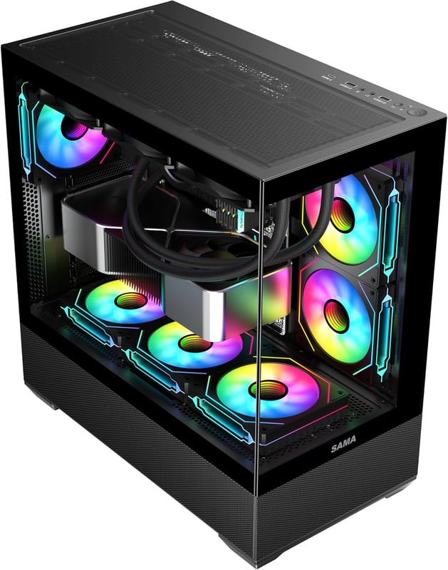 SAMA SV02 Mid-Tower ATX Case Black Tempered Glass - 7