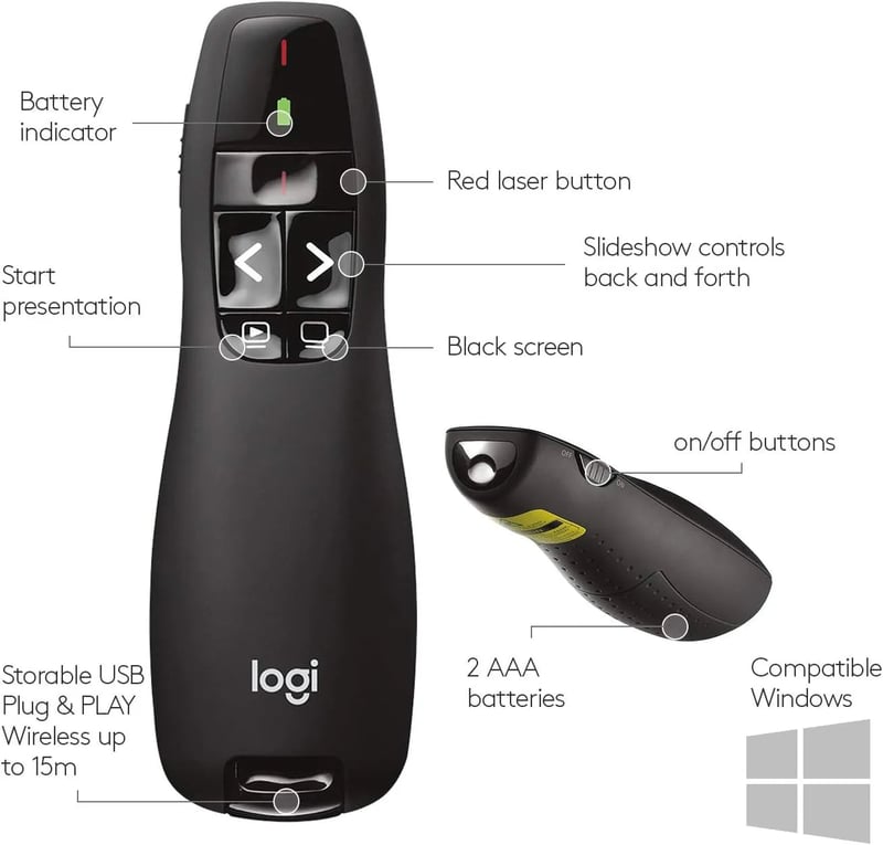 اكسسوار Logitech R400 الليزري اللاسلكي للعروض الأسود - 12