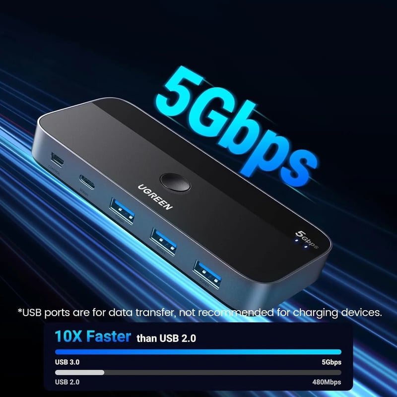 محول Ugreen 25098 2-in 4-out USB 3.0 USB-C أسود - 3