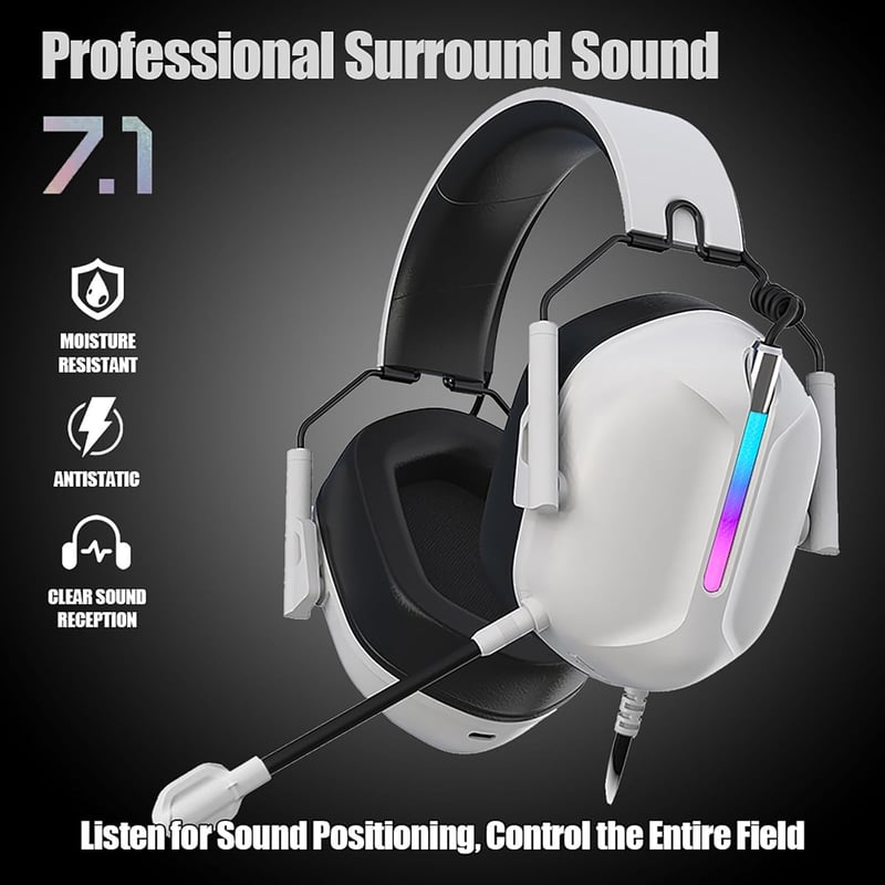 سماعة الألعاب متعددة المنصات تيم وولف V100 PRO بصوت محيطي 7.1 وإضاءة RGB - 3