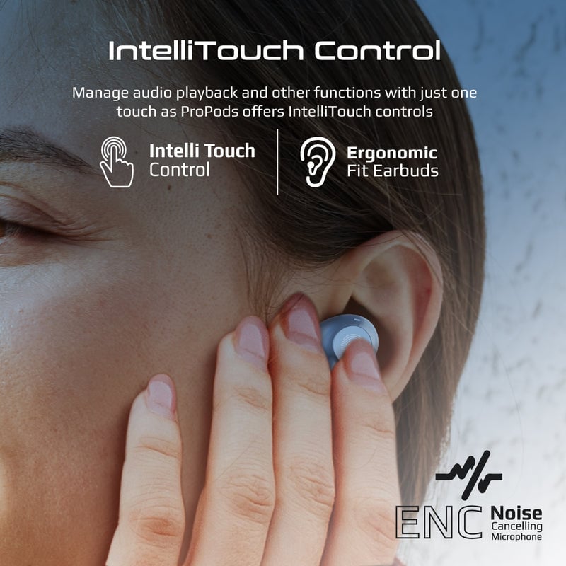 سماعات Promate ProPods TWS Bluetooth 5.3 ANC 5H Blue - 11