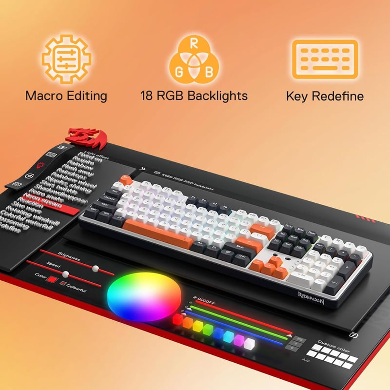 Redragon K689WBO RGB Pro Full-Size Mechanical Keyboard Dual-Mode - 5