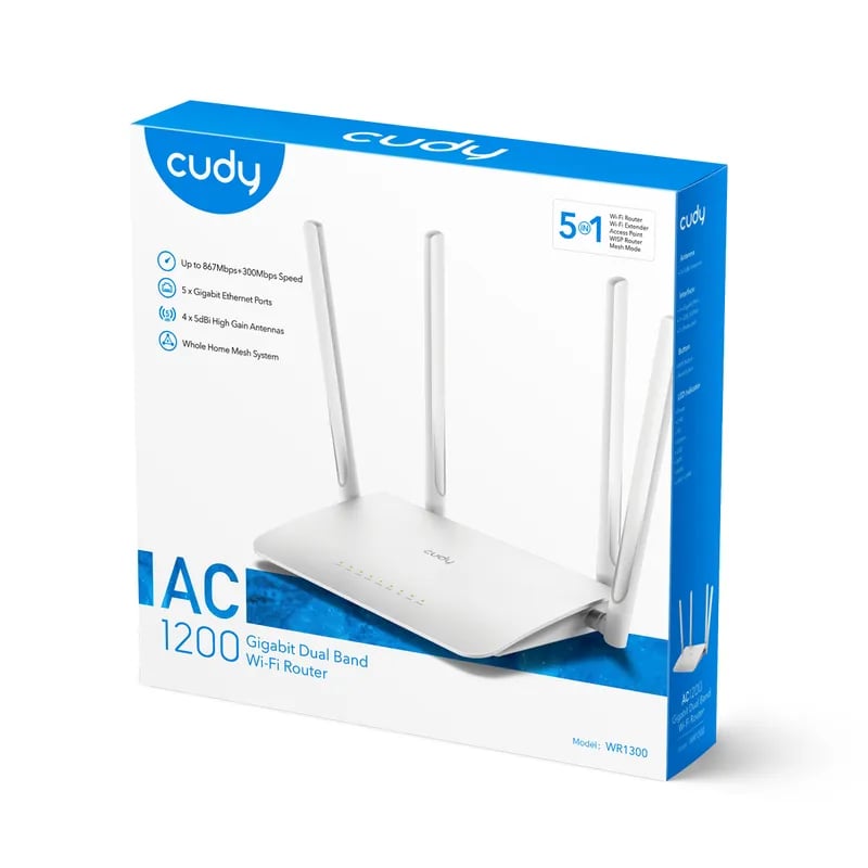 راوتر Cudy WR1300 WiFi 5 Dual-Band AC1200 - 6