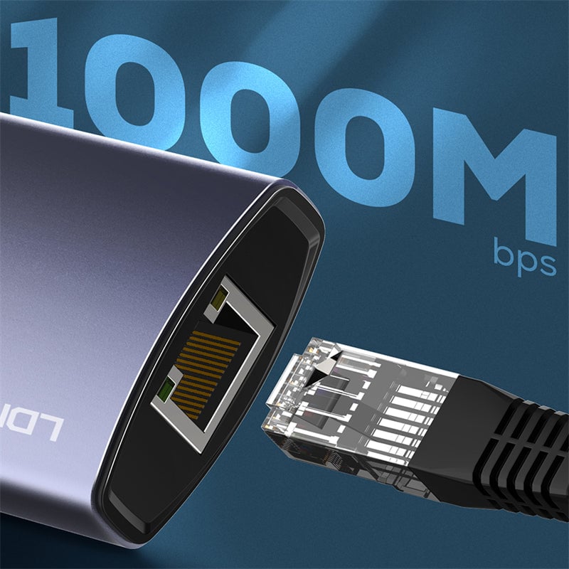 محول LDNIO DS-16U 6-Port USB 3.0 مع إيثرنت و 100W PD رمادي - 7
