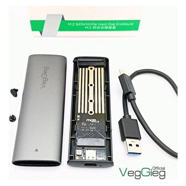 VegGieg V-GM03 M.2 SATA/NVMe Hard Disk Enclosure - 3