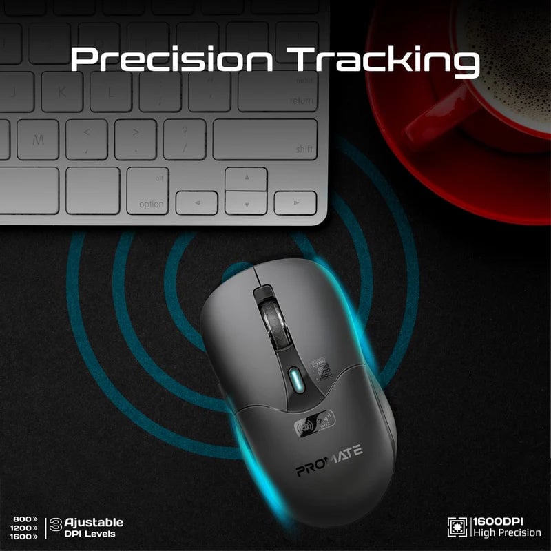 Promate Samo Wireless Mouse Dual Mode BT & RF Rechargeable - 6
