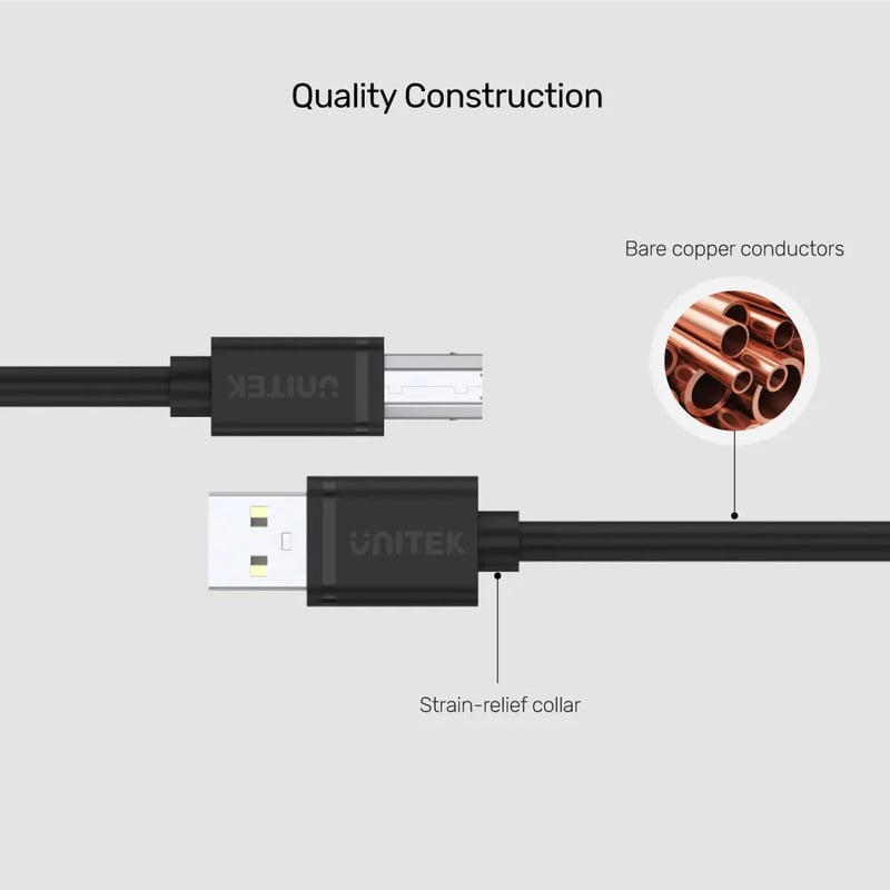 كيبل Unitek USB-A إلى USB-B USB 2.0 1m أسود - 3