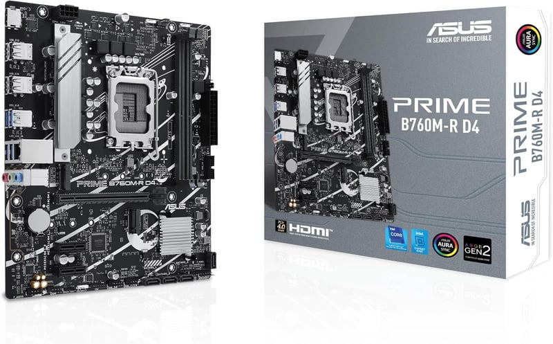 ASUS PRIME B760M-R D4 Intel LGA 1700 DDR4 Micro-ATX Motherboard - 1