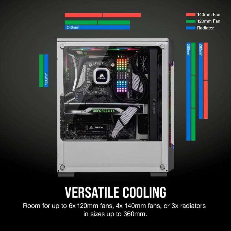 Corsair iCUE 220T RGB Airflow Mid-Tower ATX Case White Tempered Glass - 3