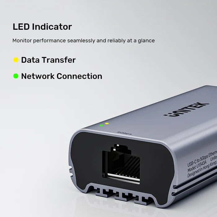 محول UNITEK USB-C إلى Ethernet 5 Gbps - 10