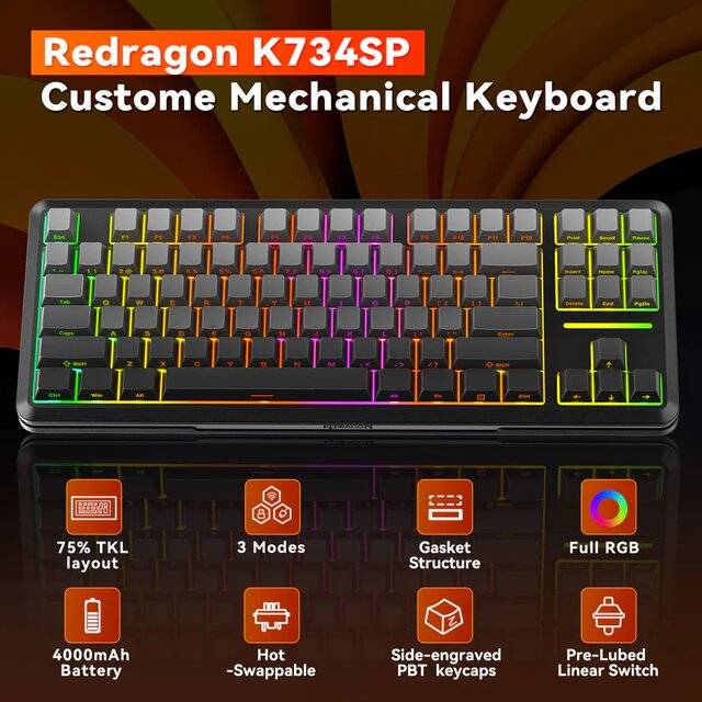 كيبورد Redragon K734SP TKL Hot-Swappable RGB Pro Dual-Mode - 4
