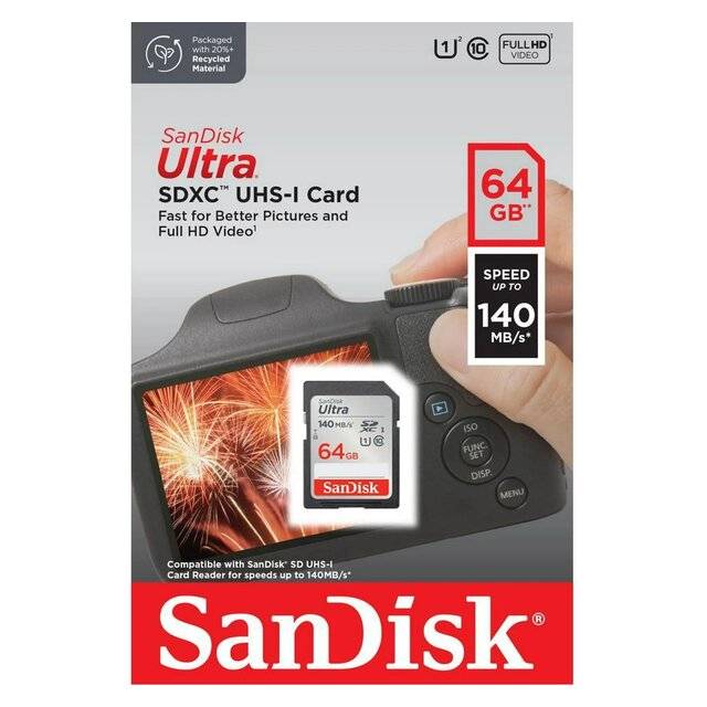 SanDisk Ultra 64GB SDXC UHS-I 140MB/s Memory Card - 3