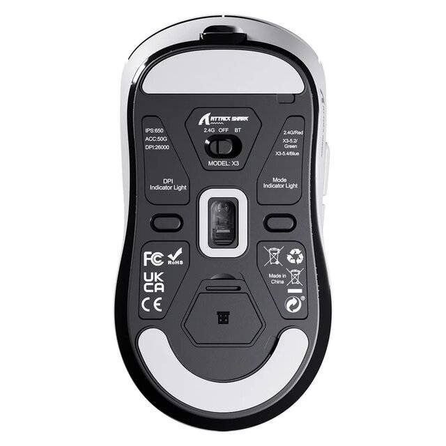Attack Shark X3 Wireless Gaming Mouse 26000 DPI - White - 3
