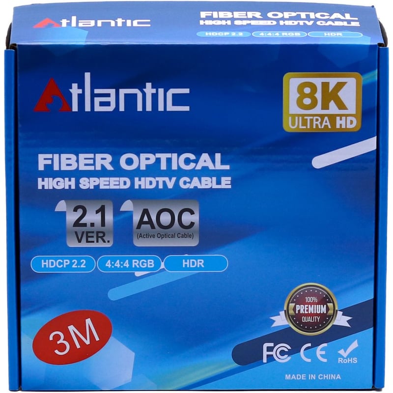 كيبل Atlantic HDMI 8K Ultra HD Fiber Optic 3m - 6
