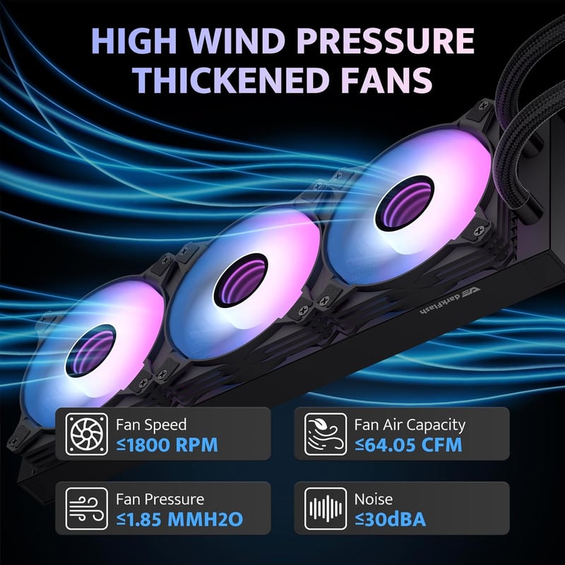 DarkFlash Wave DV360S 360mm AIO Liquid Cooler with LCD Screen Black - 4