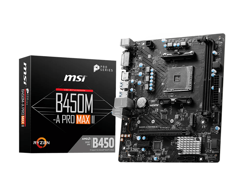 مذربورد إم إس آي B450M-A PRO MAX II مقاس Micro-ATX لمعالجات AM4 بذاكرة DDR4 - 1