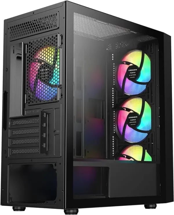 SAMA M203 Mini-Tower Micro-ATX Case Black Tempered Glass - 2