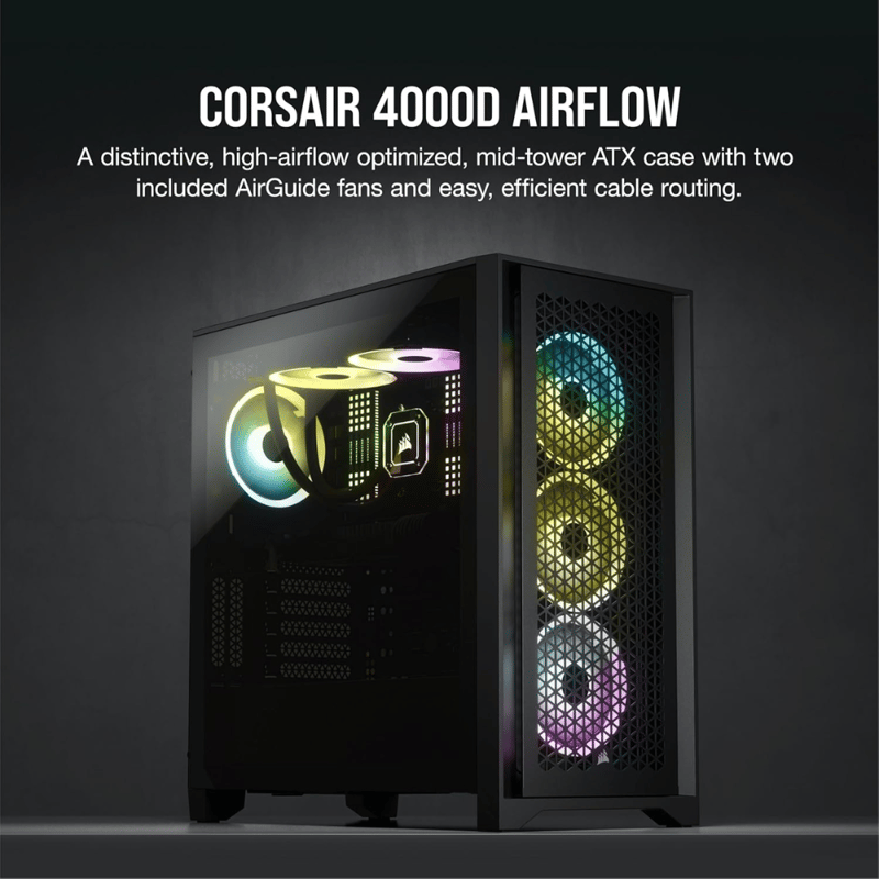 كيس Corsair 4000D Mid-Tower Black Airflow - 3