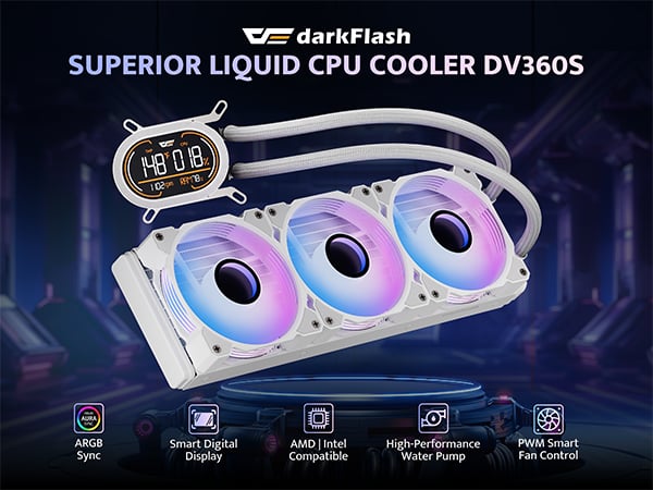 DarkFlash DH360D 360mm AIO Liquid CPU Cooler ARGB - 2