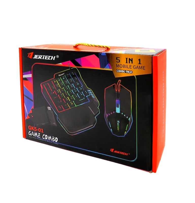 كيبورد وماوس Jertech GK5-01 ميني 5 في 1 RGB سلكي للألعاب - 1