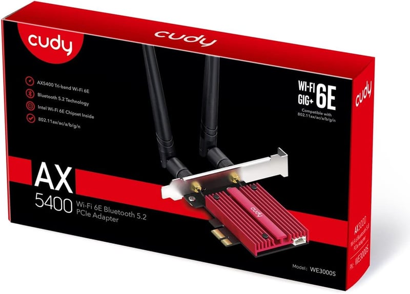 راوتر Cudy WE3000S AX5400 Wi-Fi 6E Tri-Band PCIe Bluetooth 5.3 - 7