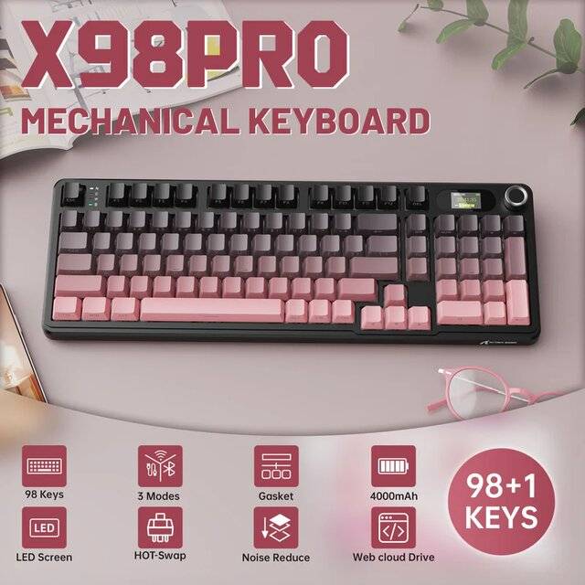 كيبورد Attack Shark X98 Pro 96-Key Hot-Swappable Wireless RGB أسود - 3