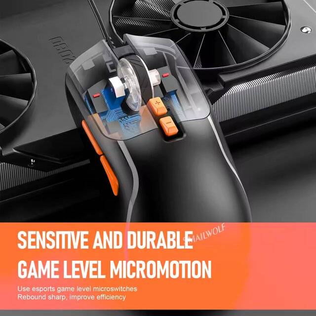 ماوس SMAILWOLF M18 7200 DPI سلكي أسود - 4