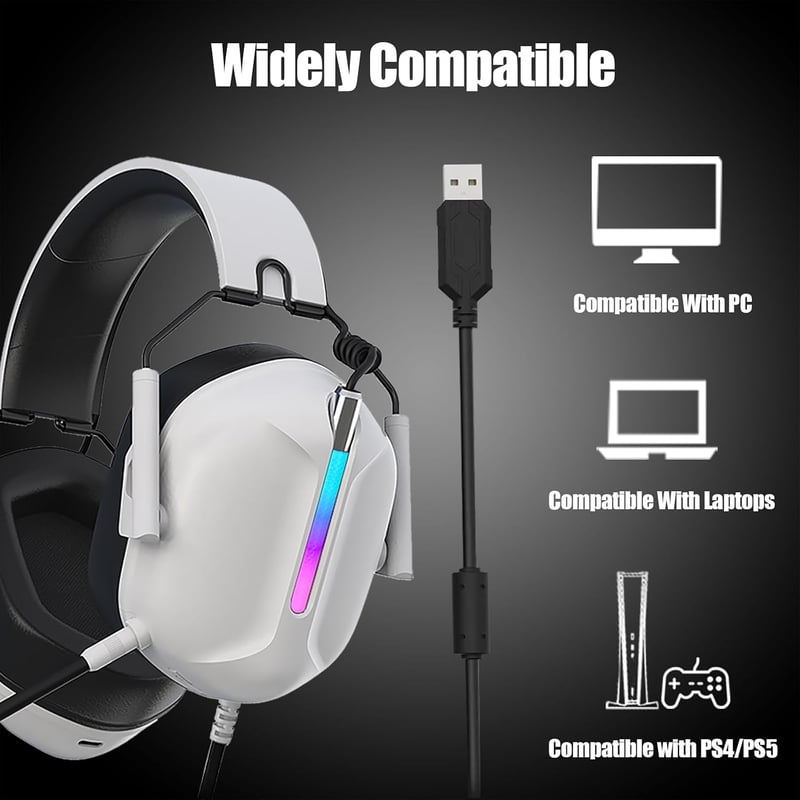 سماعة الألعاب متعددة المنصات تيم وولف V100 PRO بصوت محيطي 7.1 وإضاءة RGB - 5