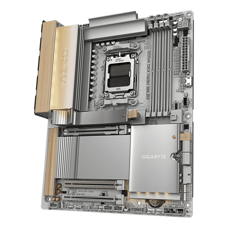 لوحة أم جيجابايت أيرو GIGABYTE X870E AERO X3D WOOD بلمسات خشبية بمقبس AM5 ودعم ذاكرة DDR5 بحجم ATX - 5