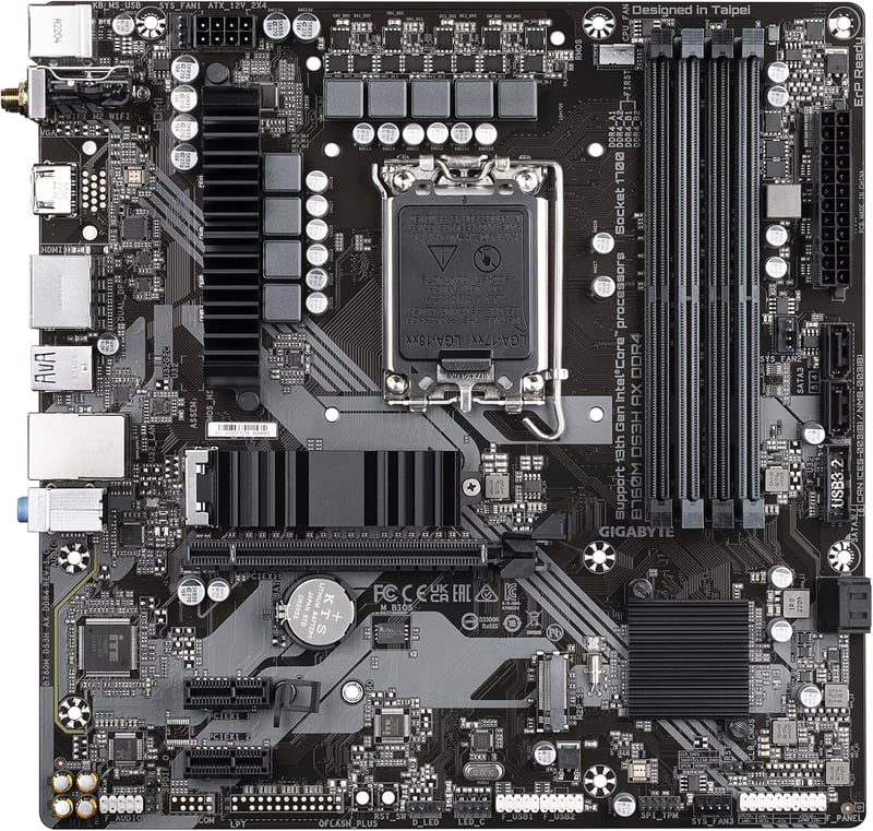 لوحة أم جيجابايت GIGABYTE B760M DS3H AX DDR4 بمقبس LGA 1700 ودعم ذاكرة DDR4 بحجم mATX - 3