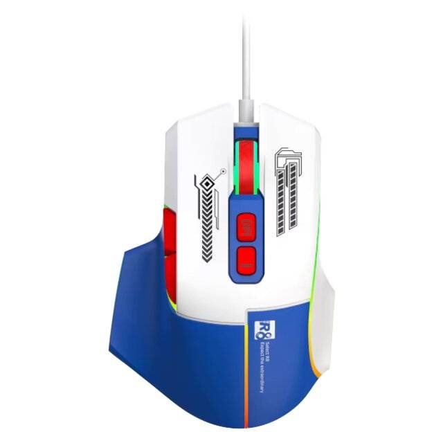 R8 1639 Wired Mouse 3600 DPI RGB - Blue White - 5