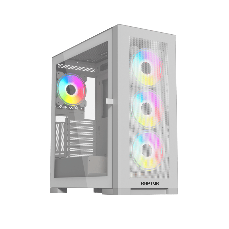 Raptor Arctic Hawk XL Mid-Tower ATX Case White Tempered Glass RGB - 12
