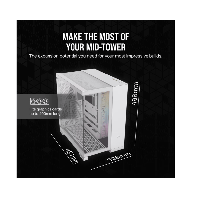 كيس Corsair 6500X Mid-Tower أبيض زجاج مقسى RGB iCUE Link - 3