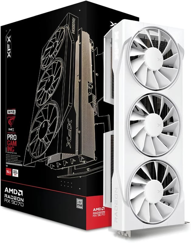 XFX Swift AMD Radeon RX 9070 OC White Triple Fan Gaming Edition 16GB Graphics Card - 1