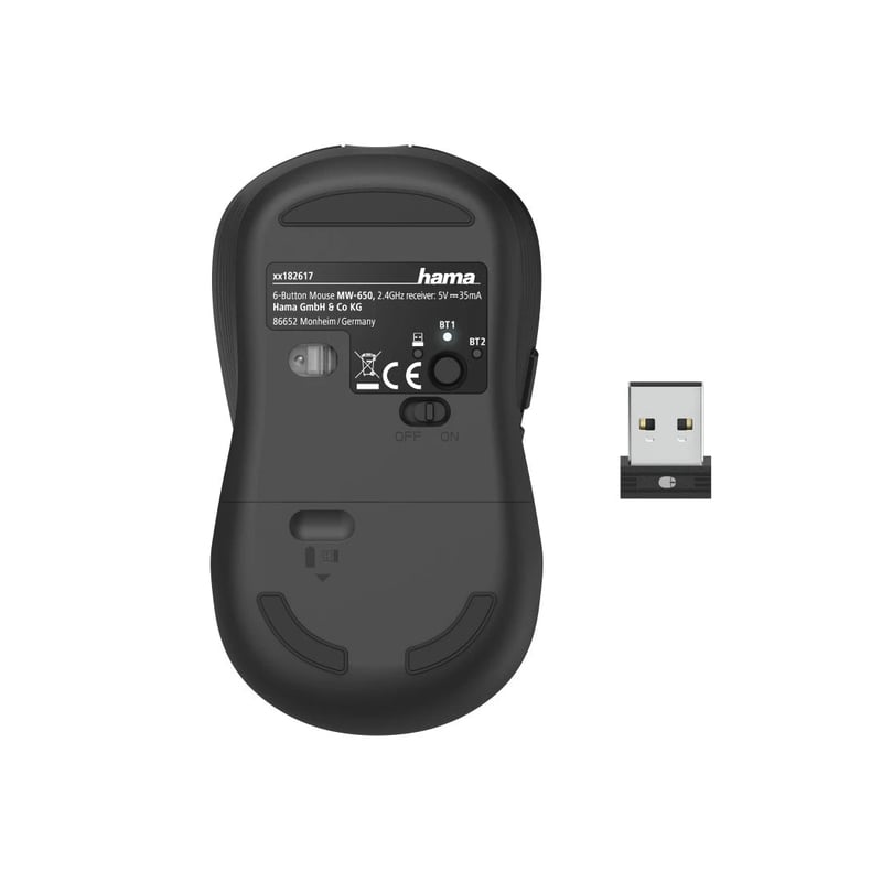 Hama MW-650 Optical 6-Button Multi-Device Mouse BT/USB - 5