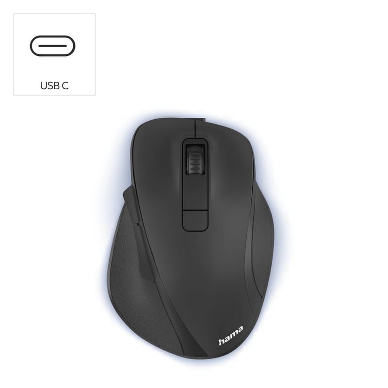 Hama MW-500 Rechargeable Wireless Optical Ergonomic Mouse - Black - 6